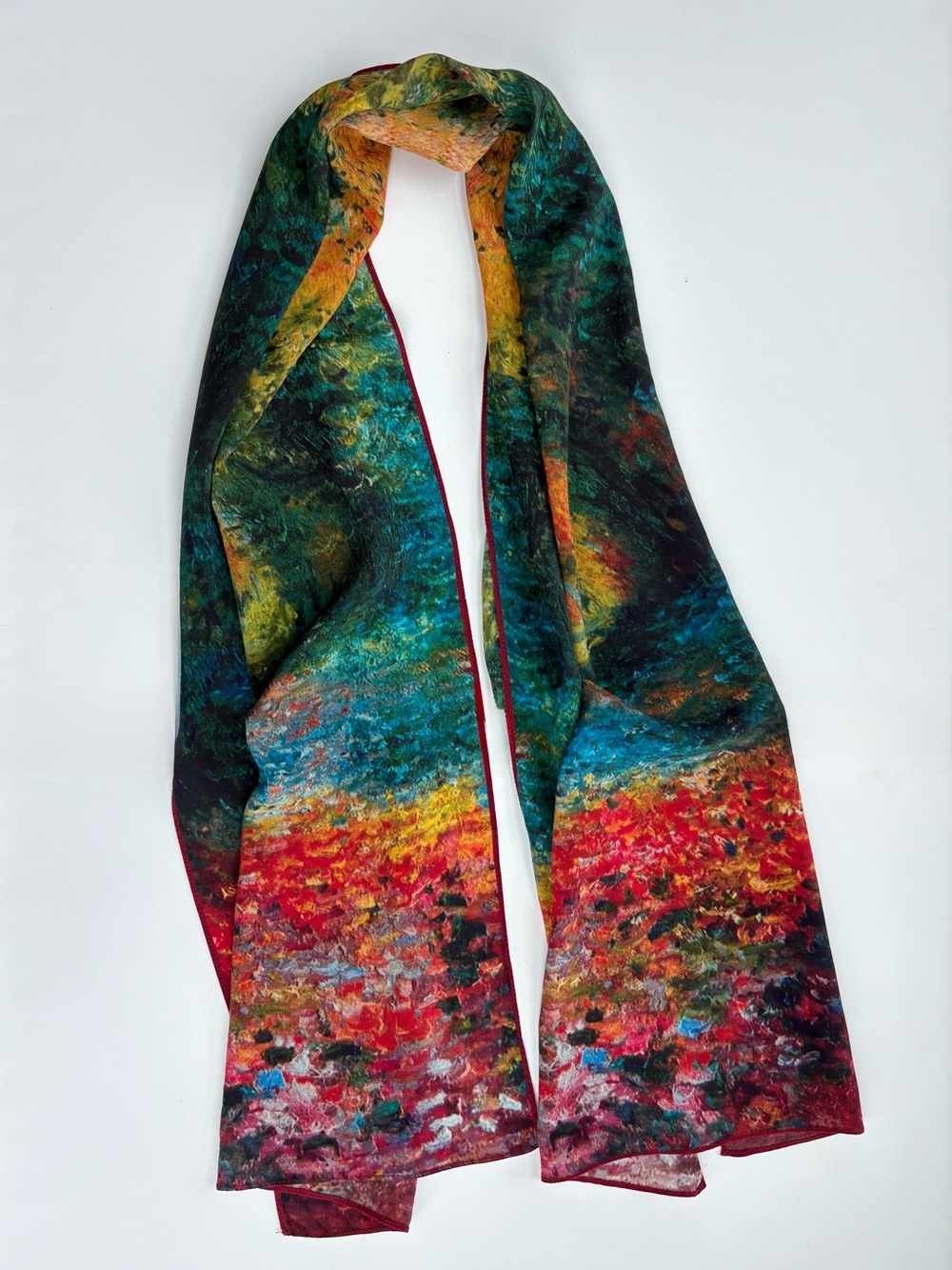 Cocoon House 100% Silk Art Inspired Rectangular Scarf Impressionist Painterly